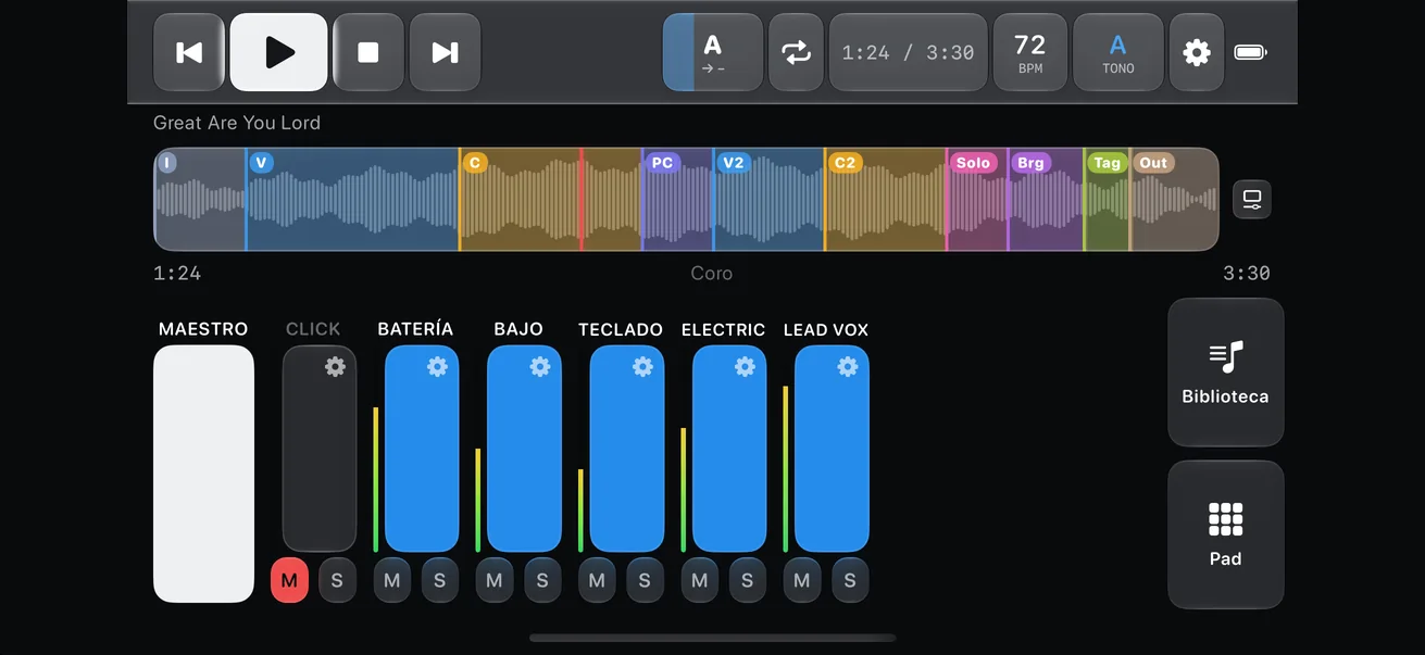 PeakMultitrack on iPhone