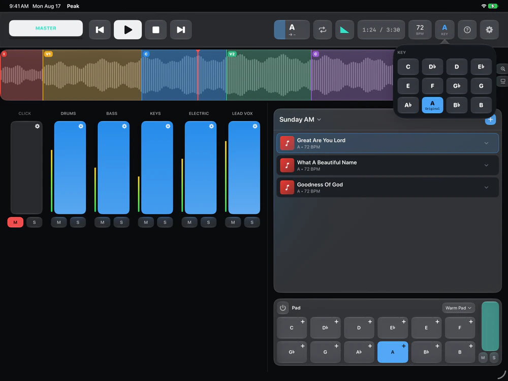 Key and transposition — iPad