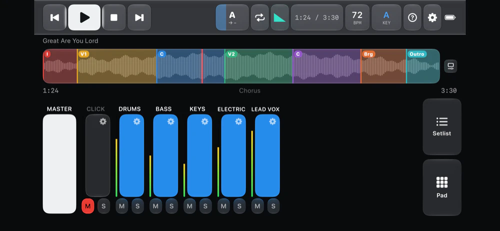 Per-track mixer — iPhone