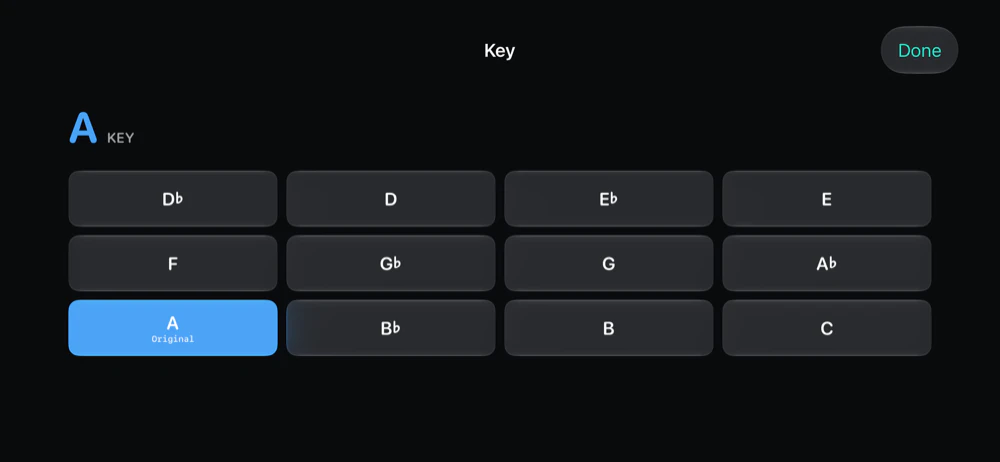 Key and transposition — iPhone