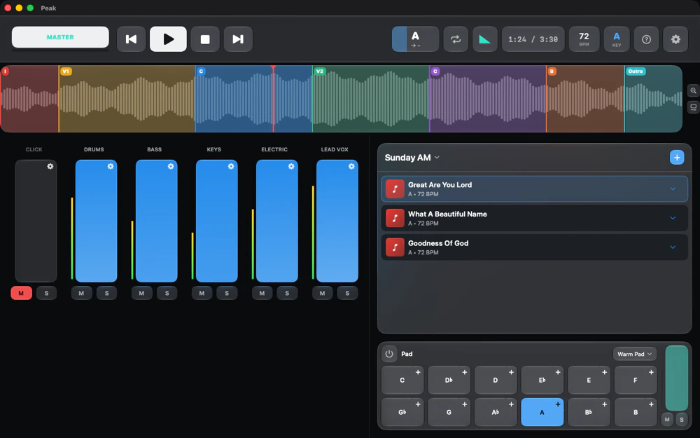 Per-track mixer — Mac